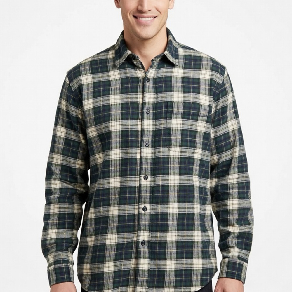 L.L. Bean Men’s Scotch Plaid Flannel Shirt XL Tall Traditional Fit 100% Cotton